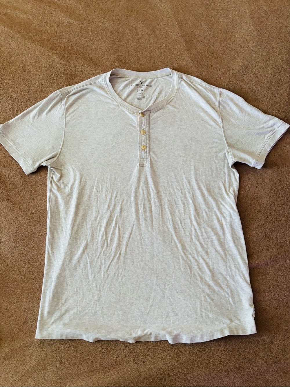 American Eagle Outfitters Light Gray Henley Tee - Short Sleeve